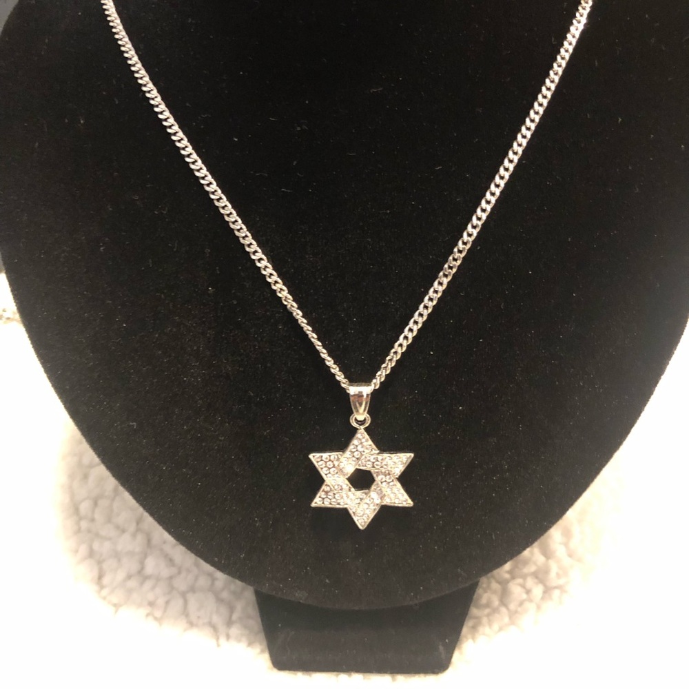 Silver Star of David Pendant Necklace